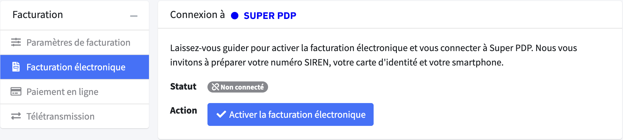 Activer la facturation électronique