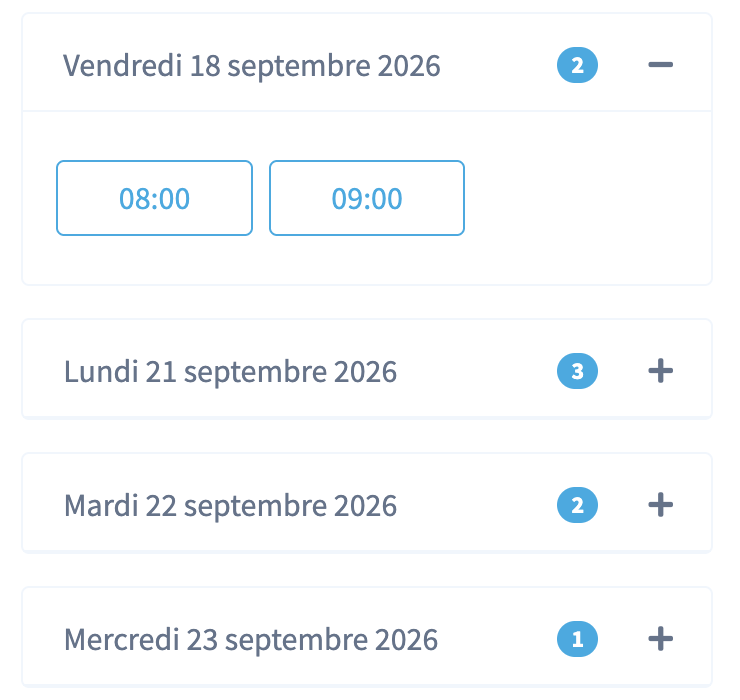 Liste des dates