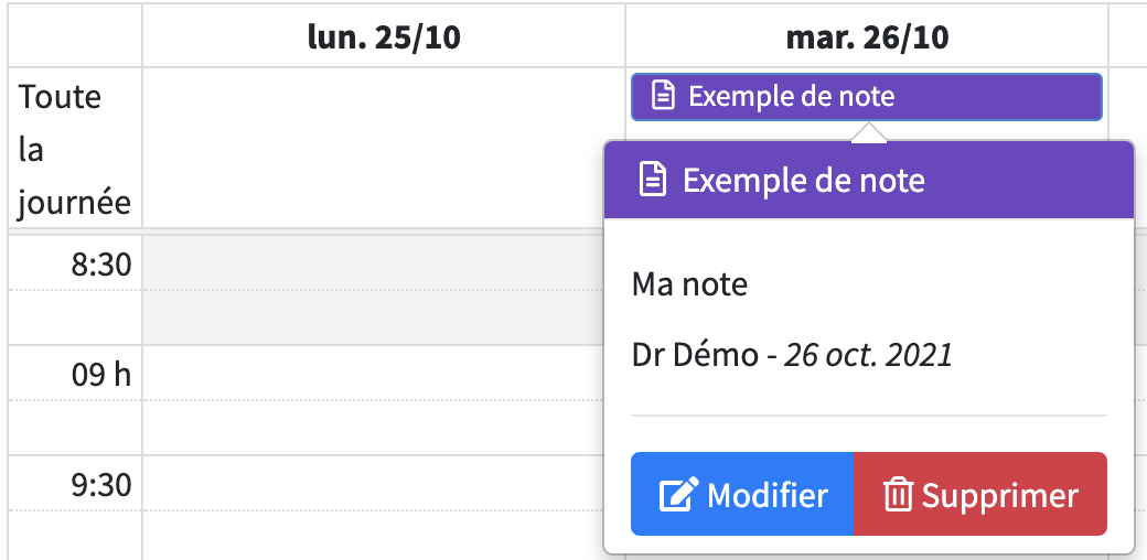 Modifier une note