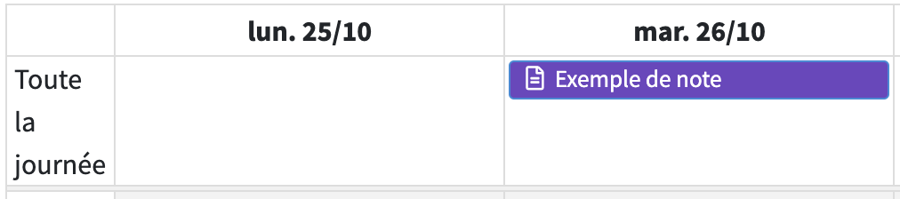 Notes dans l'agenda