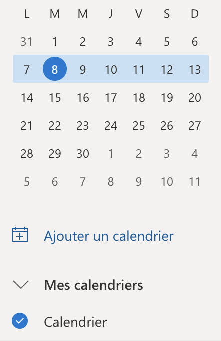 Ajouter un calendrier dans Outlook Calendrier